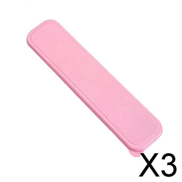 3xPlastic Portable Travel Tableware Storage Box for Flatware Pink C