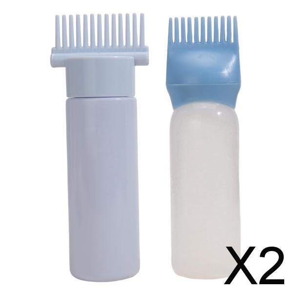 2x2x Root Comb Applicator Bottles Hair Dye Bottle Applicator Brushes for Salon Blue