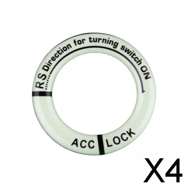 4xUniversal Ignition Switch Decoration Rings Glow in The Dark luminous Black