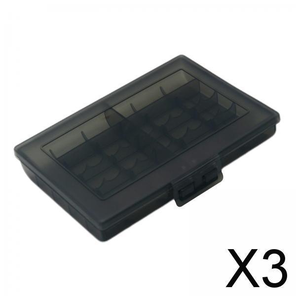 3xBattery Storage Case Holds 10 AA/AAA Batteries Protective Container Black