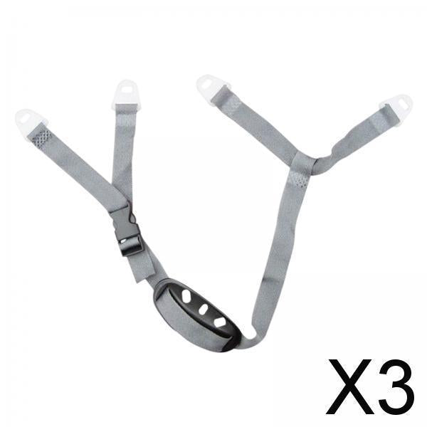 3xHelmet Chin Strap Quick Release Buckle Cupped Hard Hat Chin Strap Attachment Horizontal Hole Gray