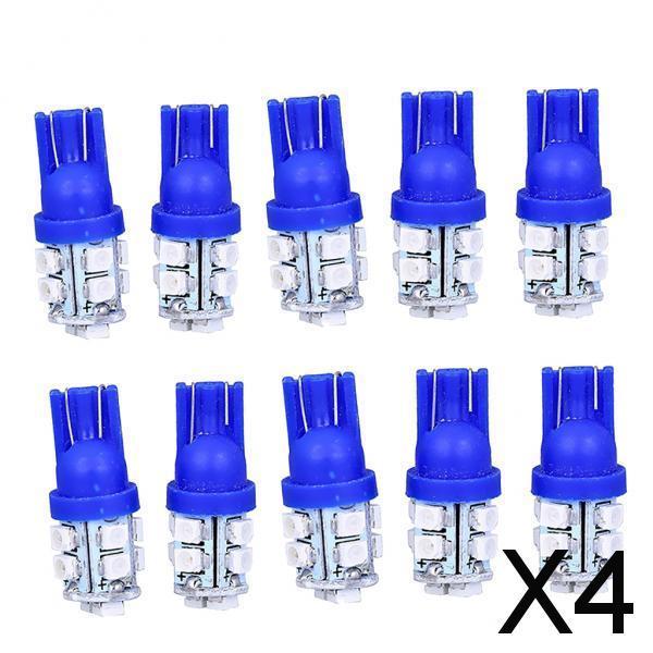 4x10 Pieces T10-3528-10SMD Ice Blue LED Wedge License Plate Light Bulbs