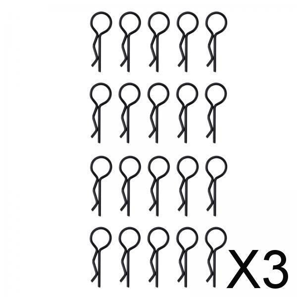 3x20/Set Universal RC Body Clips Pins for 1:6 1:8 RC Crawler Buggy Monster Black