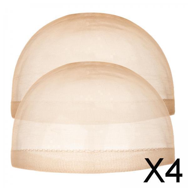 4xWig Cap Nylon Invisible Real Thin Bald Stocking Caps for Cosplay Women Brown