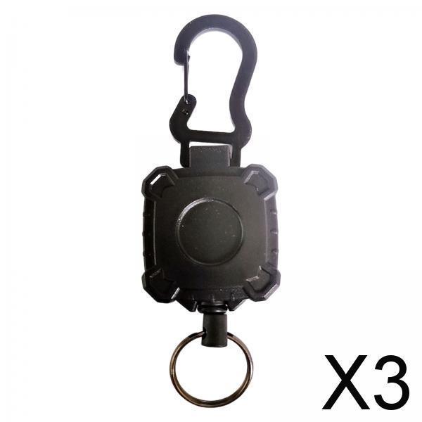3xRetractable Keyring Recoil Key Chains 60cm Telescopic with Carabiner Gourd