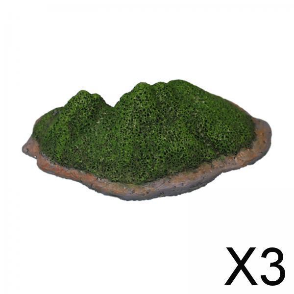 3xArtificial Mosses Rock Fake Fresh Green Mosses Covered Stone for Fish Tank
