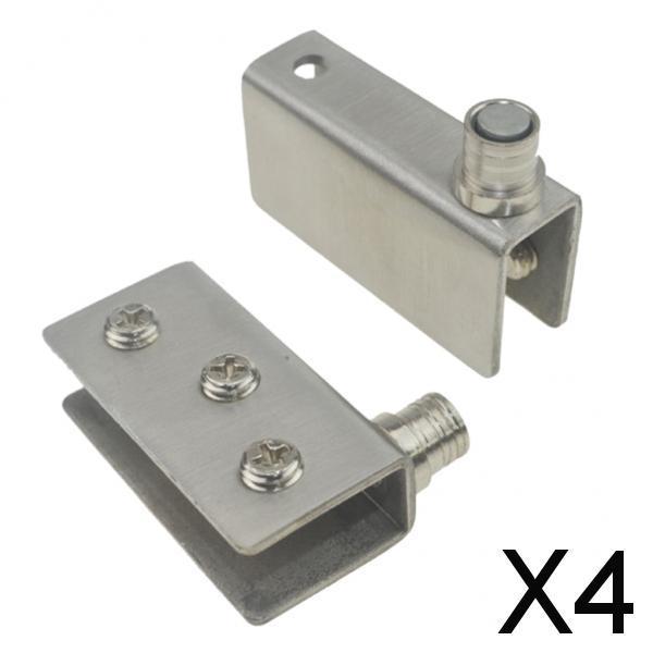 4x2PCS Stainless Steel Door Glass Pivot Clamps Cabinet Door Hinge M