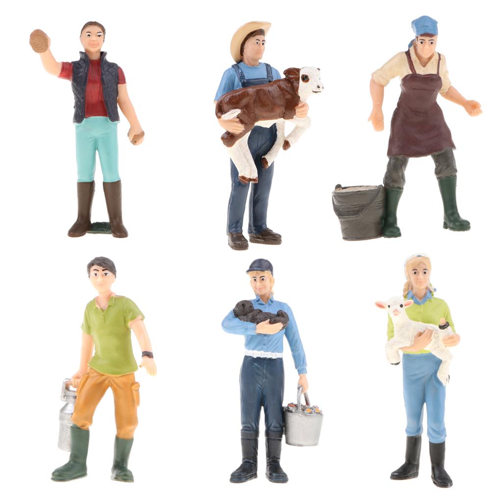 6pcs/set Realistic Farmer Figurine Human Model Collection Kids Toy Gift
