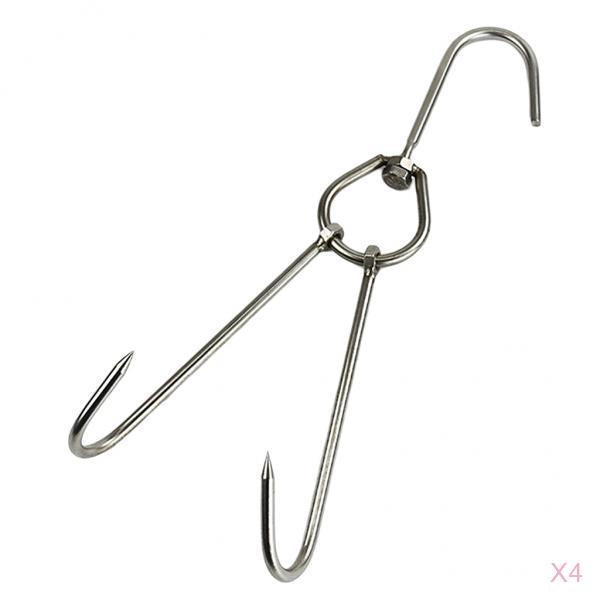 4pcs Meat Hook Ring Kitchen Utensil Hanger Hanging Stainless Steel 0.35x34cm