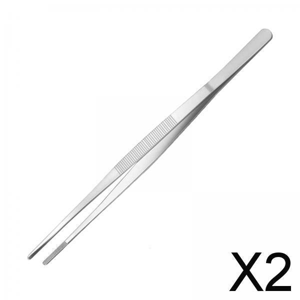 2xStainless Steel BBQ Food Tongs BBQ Tweezer BBQ Clamp for Barbecue Cooking