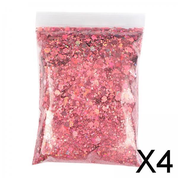 4x1Bag 50g Nail Glitter Sequins Paillette Flakes 3D Nail Art Decor Pink
