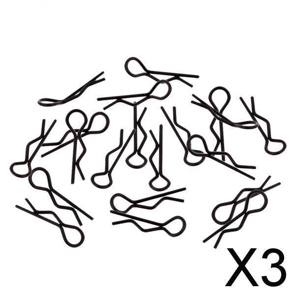 3x20Pcs R-type Body Shell Clip For 1/10 1/12 1/16 RC Crawler Truck Black