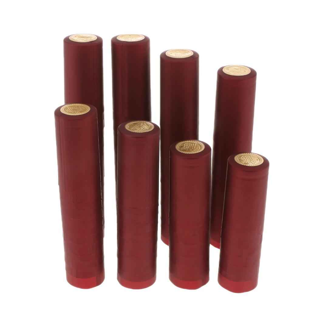 100 PVC Wine Bottle Heat Shrink Capsules 34mm -Burgundy(Gold Top)