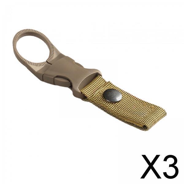 3xOutdoor Camping Water Bottle Holder Clip Hiking Carabiner Belt Buckle Khaki