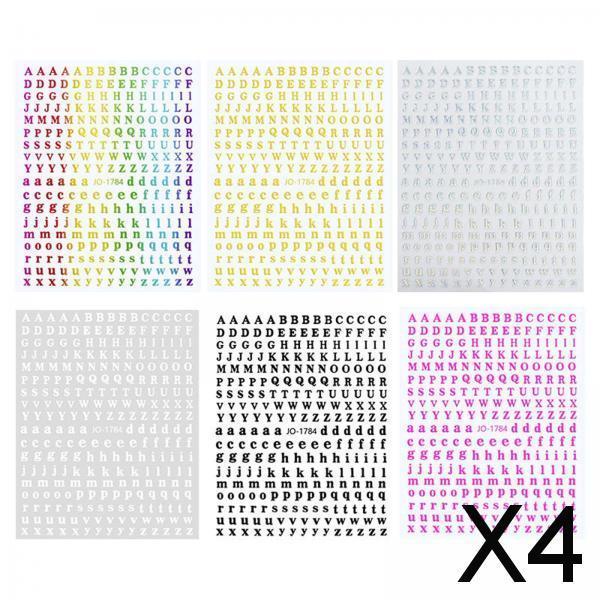4x6 Sheets 3D Holographic Letters Nail Stickers Colorful Word for Women Girls