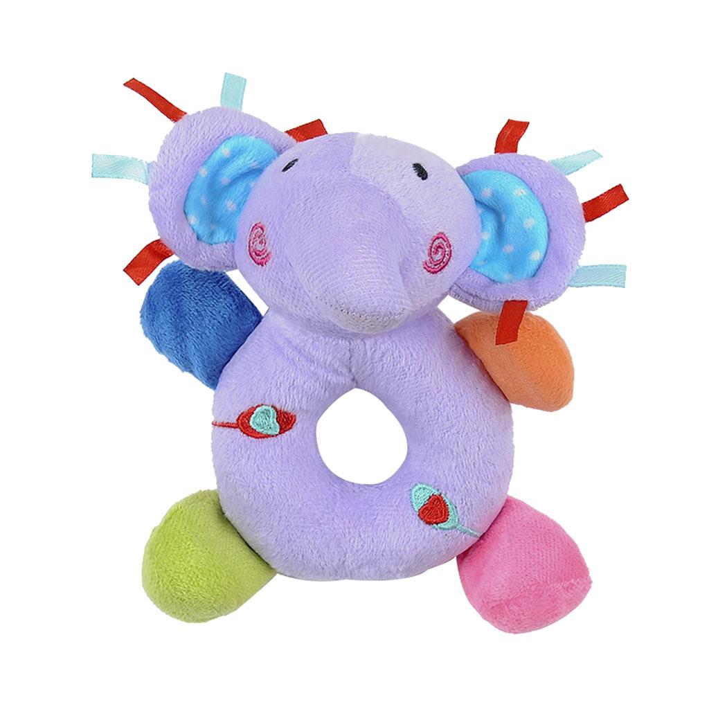 Soft Animal Plush Doll Rattle Infant Kids Educational Toys Purple elephant