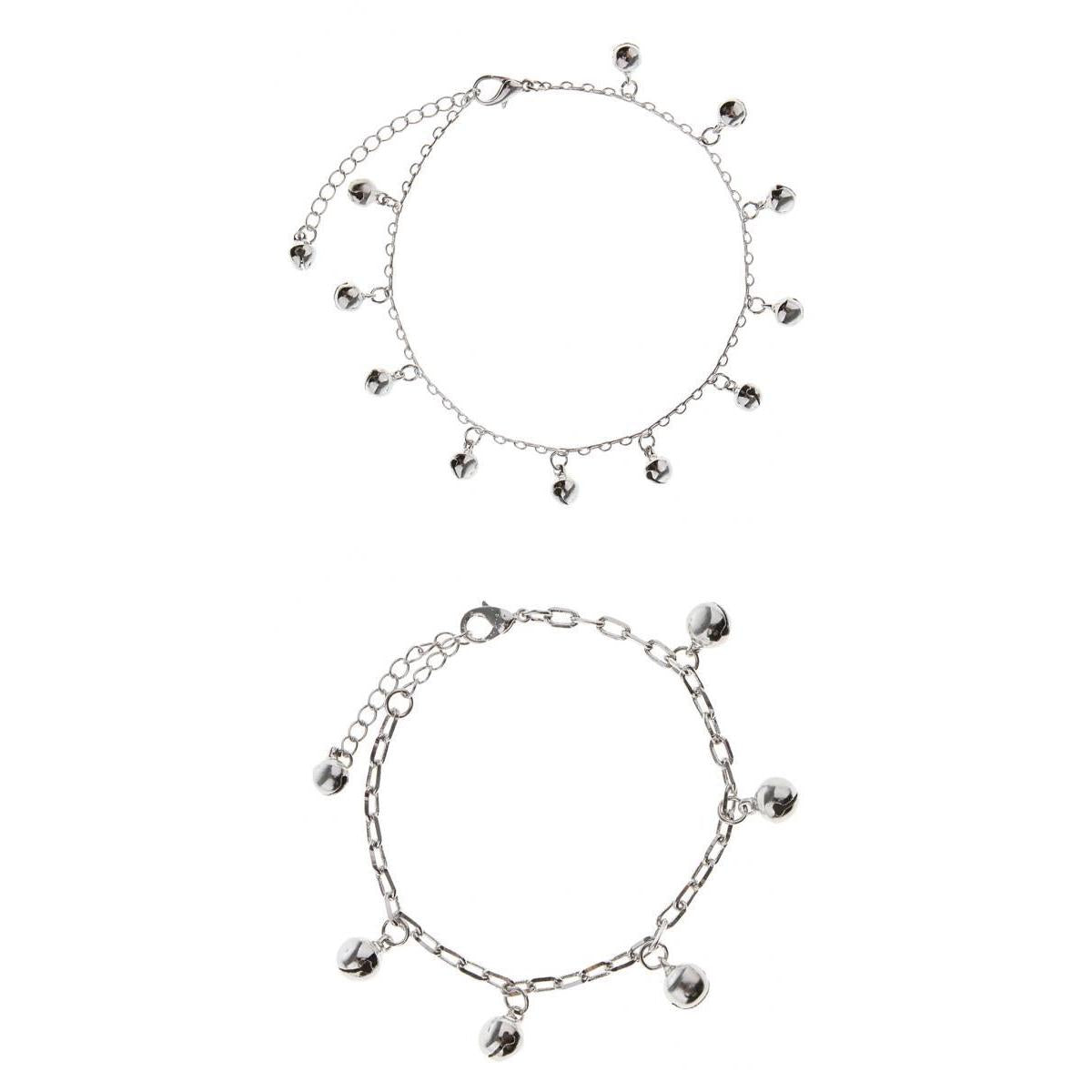 2pcs Fashion Silver Cute Small Bell Anklet Adjustable Women Beach Foot Chain