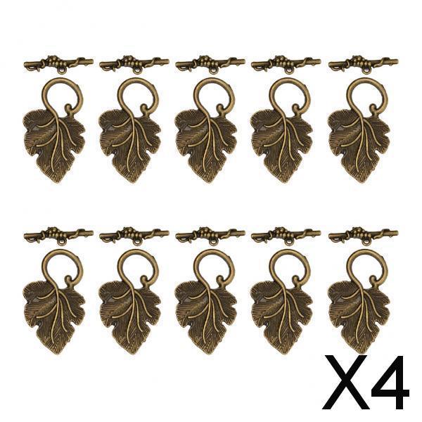 4x10 Sets Leaf OT Toggle Clasps Jewelry Clasp Connectors Jewelry DIY Bronze