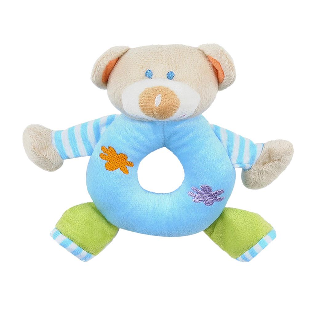 Soft Animal Plush Doll Rattle Infant Kids Educational Toys Blue bear