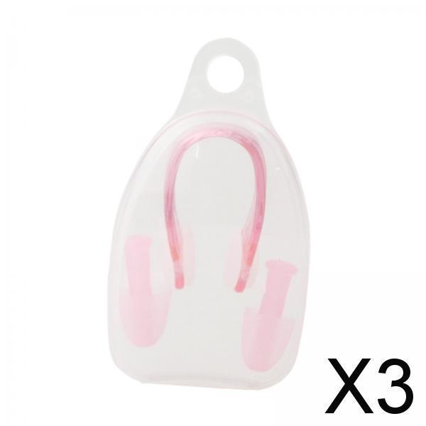 3xSwimming Ear Plugs and Nose Clip Earplugs and Nose Clip Set Swimmer Dive Pink