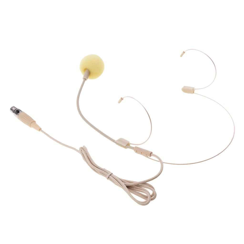 Double Ear Hook Wired Headset Headworn Microphone Beige XLR 4Pin
