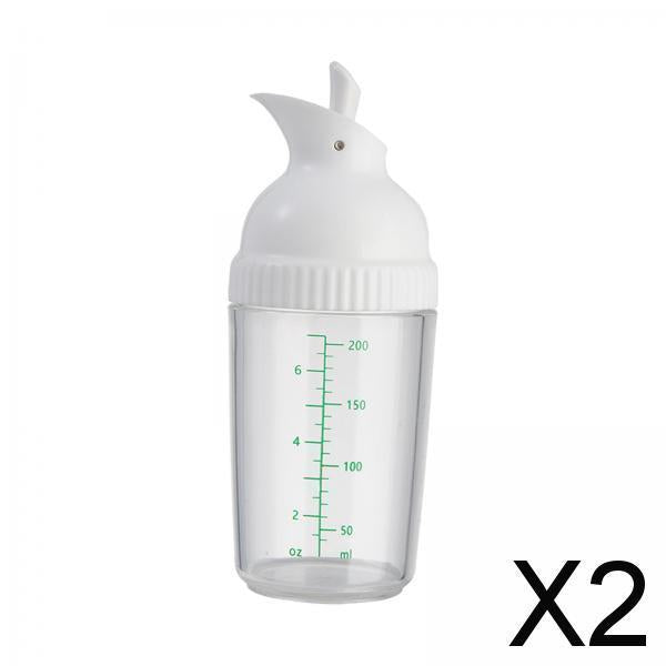 2xSalad Dressing Shaker 200ml Clear Leakproof Salad Shaker Dispenser Household White