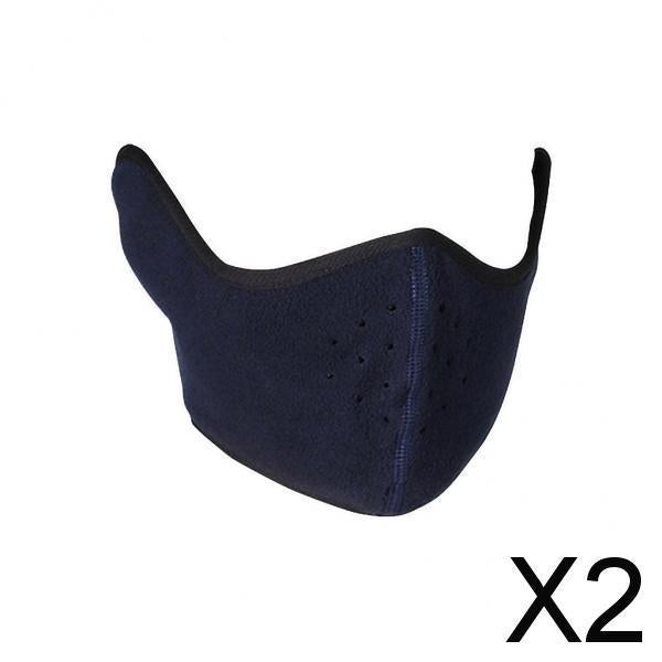 2xOutdoor Face Mask Sport Bike Mask with Earmuffs Hole for Cycling Sports Dark Blue