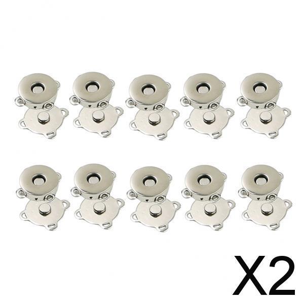 2x10 Pairs Magnetic Clasps Snaps Buttons DIY Purses Handbag Craft 14mm Silver