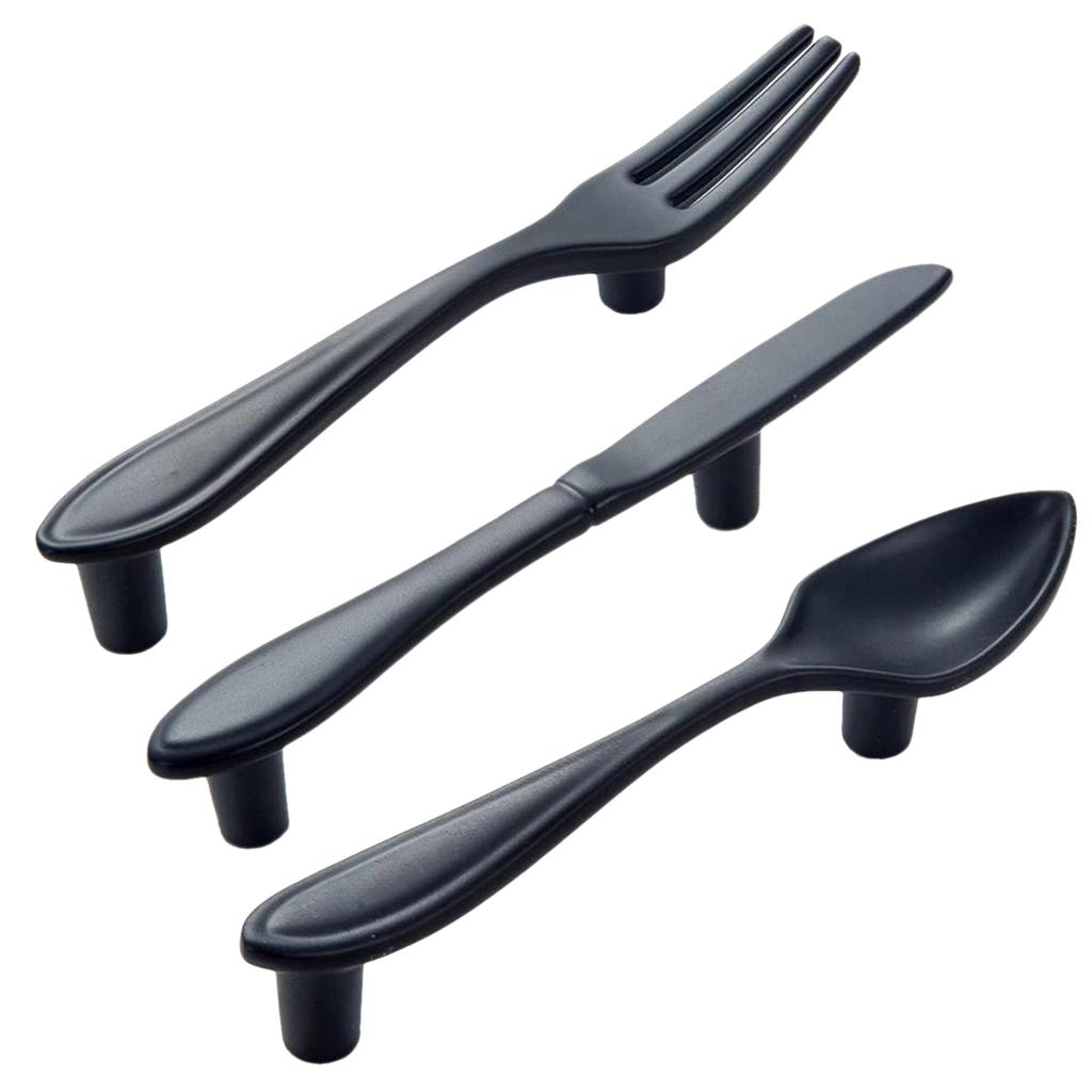 3 Pieces Pull Handle Kitchen Cabinet Cupboard Drawer Door Knob Black