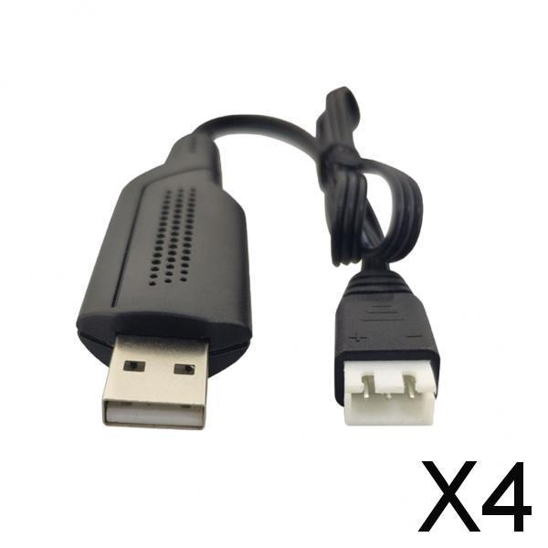4xRC Drone 7.4V Battery Charge Charger Charging Cord Line USB Cable Black