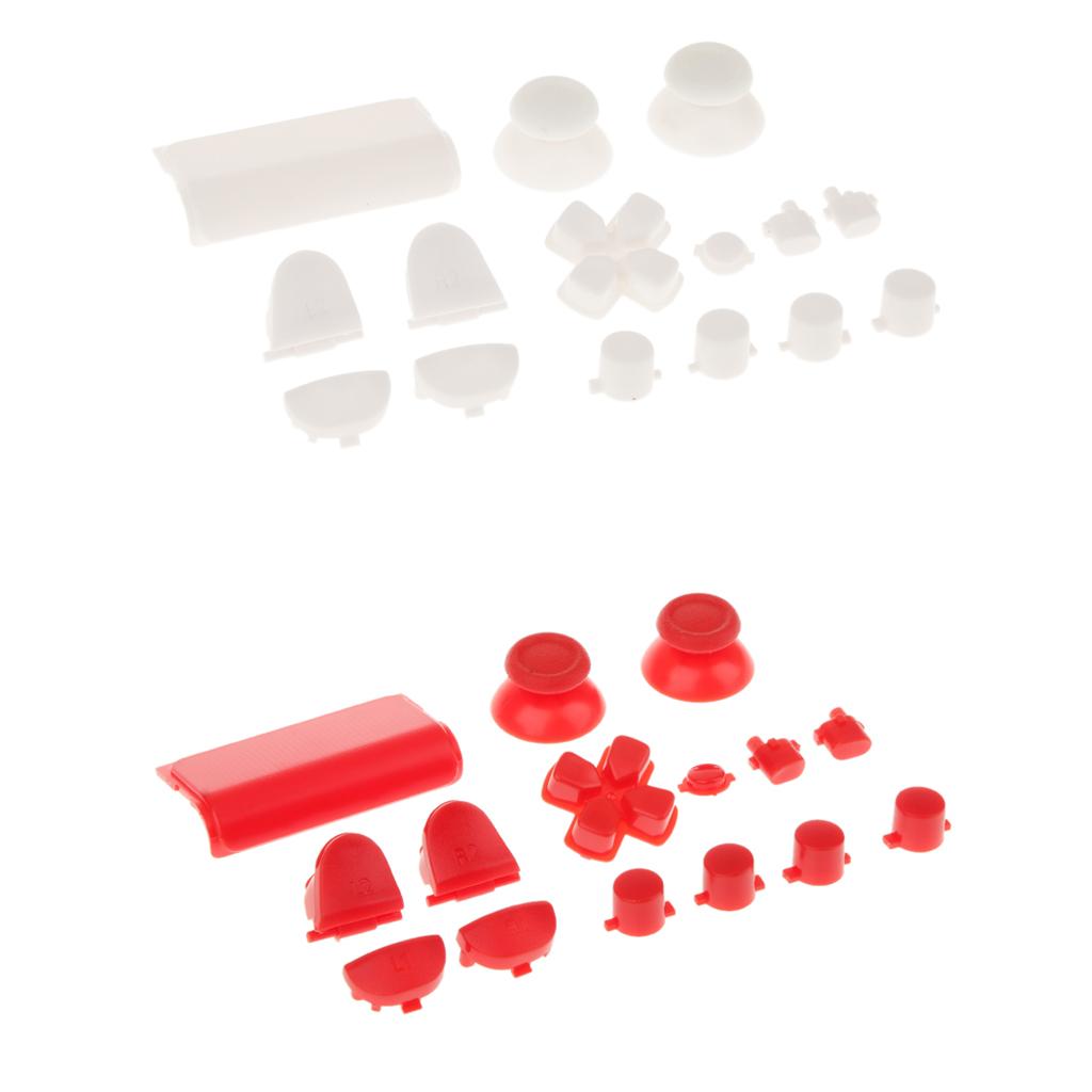 2 Set L2 R2 L1 R1 Grip Caps Buttons Mod for Sony PS4 Controller White+Red