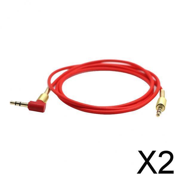 2x3.5mm Jack Audio Cable Male To Male 90 Degree Right Angle Aux Cable Red