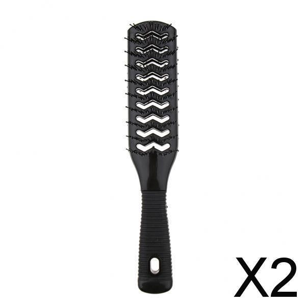 2x2 Side Vented 9 Row Styling Hairbrush Detangler Comb for Wet Black
