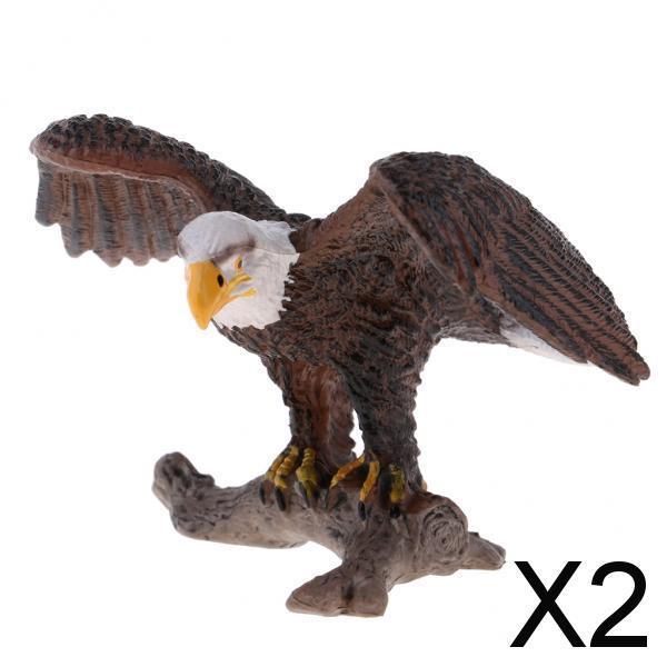 2xSimulation Animal Model Eagle LifeLike for Home Garden Miniature Props Decor