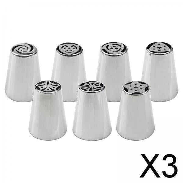3xRussian Piping Tips Frosting Piping Kit DIY Piping Tips Set for Cookie 7Pcs