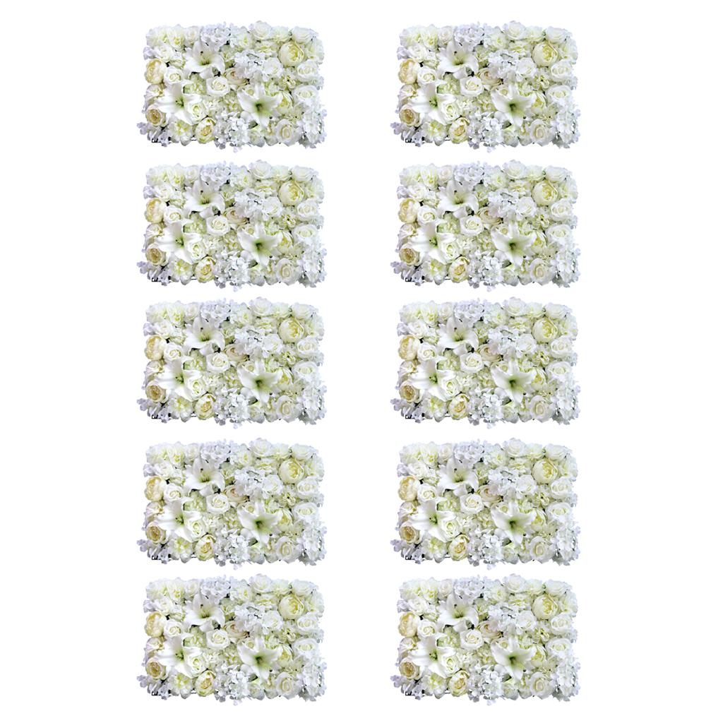 10pcs Artificial Rose Peony Lily Flower Wall Panels Wedding Venue Decor