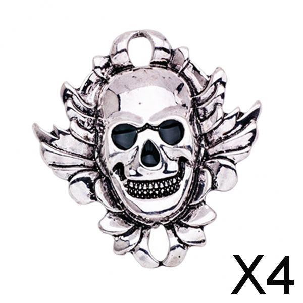 4x1 piece skull head shape silver pin back cluth brooch badge fashion jewelry