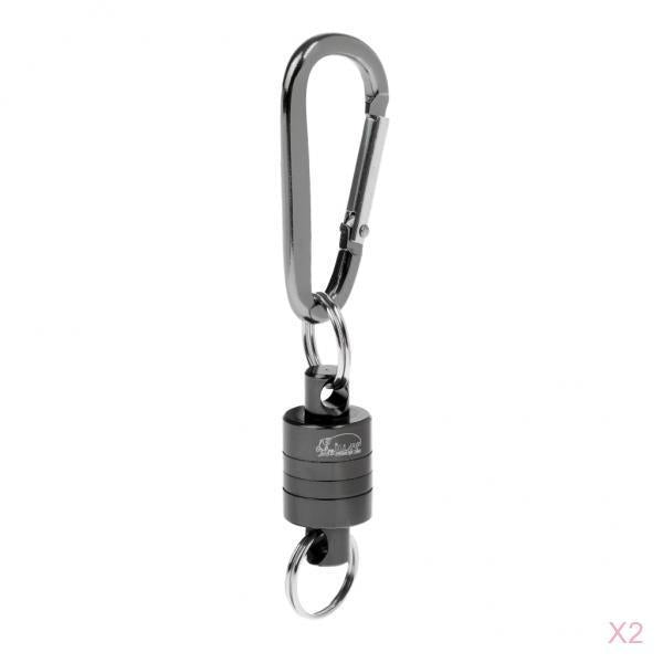 2 Pieces Magnetic Release Clip Landing Net Holder Fly Fishing Tool Gray