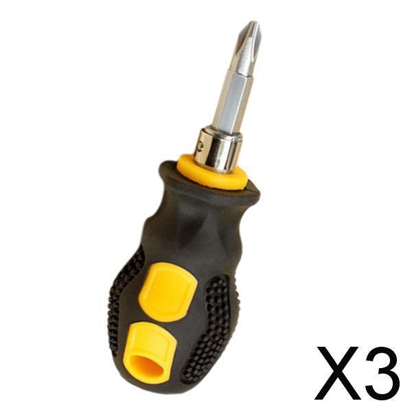 3xShort Handle Mini Magnetic Screwdriver Repair Tools 2 in 1
