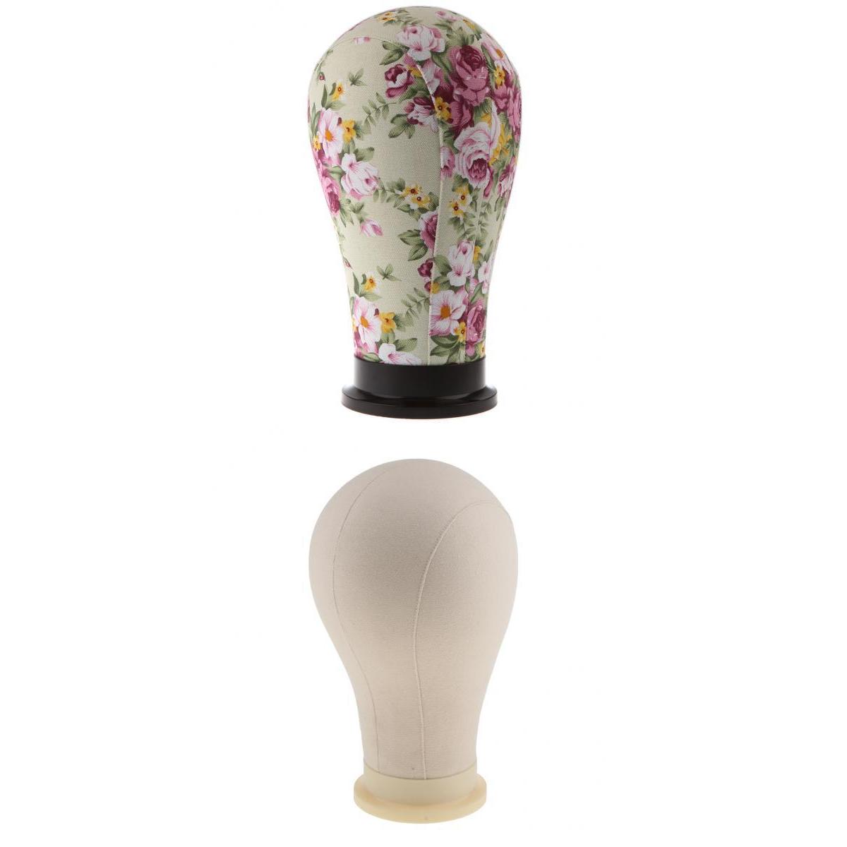 2 Pieces Mannequin Cork Head Canvas Block Wig Making Display Holder 21 23""