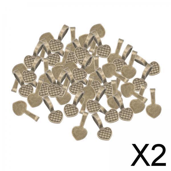 2x50Pcs Glue on Bails 19x9.5mm Flat Pad Bails for DIY Craft Necklaces Pendants