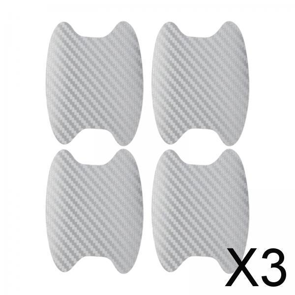 3x4x Car Door Handle Sticker Anti Scratches Universal for Truck SUV Argent