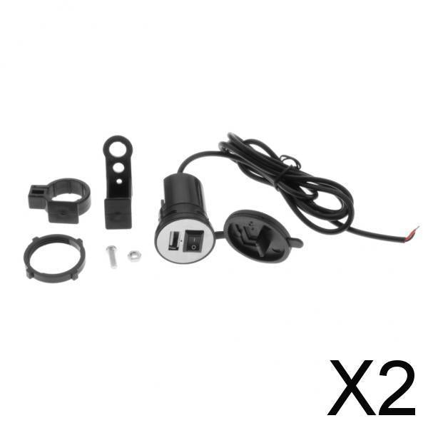 2xMotorcycle Mobile Charger USB mobile charger Single USB Car Charger Socket Black