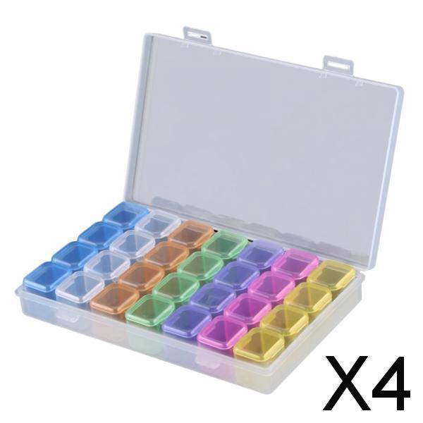 4x28 Grids Organizer Box Manicure Tool for Nail Art Jewelry Making Small Parts colorful