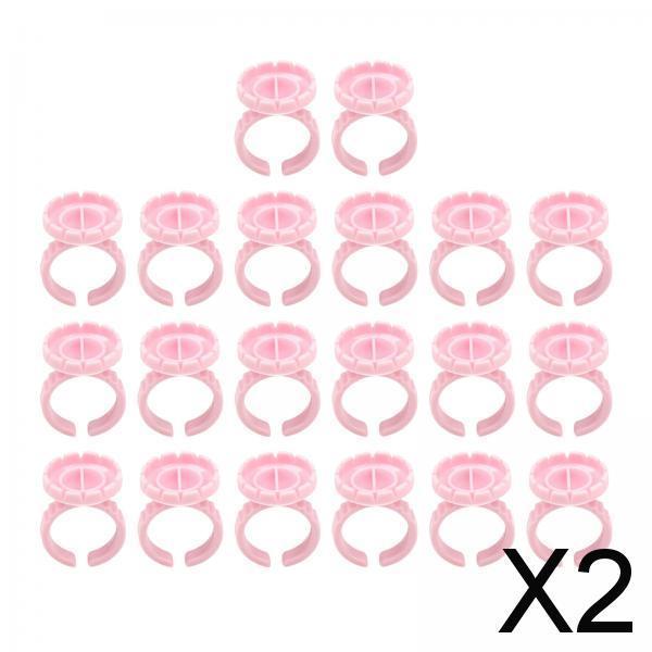 2x100x Glue Rings Lash Glue Cups for Tattoo Volume Lash Makeup Pink