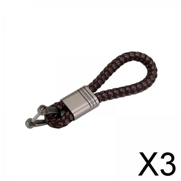 3xBraided Rope Key Chain Wristlet Bracelet Keychain Lanyard Car Key Chain Coffee