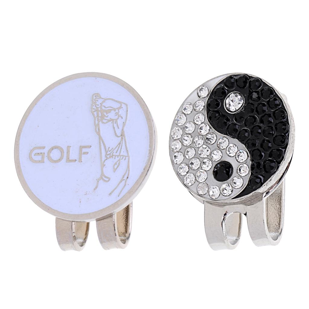 Alloy Magnetic Hat Clip with Removable Golf Ball Marker Yin Yang + Golfer