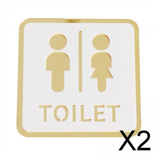 2xSquare Bathroom Sign Acrylic Washroom Plaque for Business Office Sturdy Style A