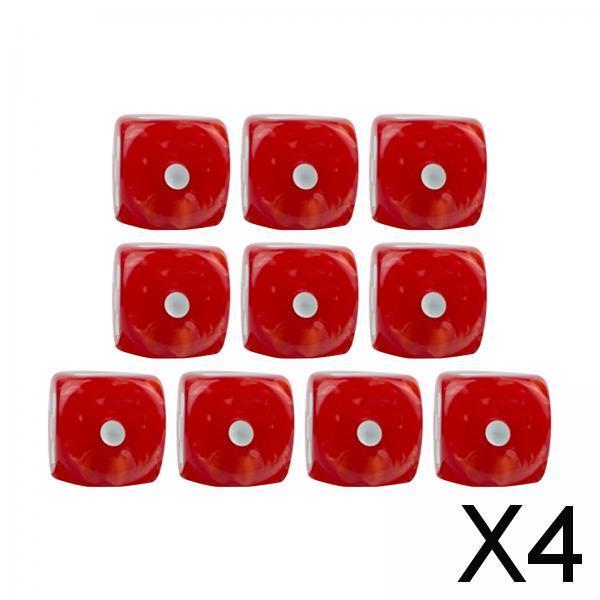 4x10x 6 Sided Dices Set Playing Dices Game Dices for KTV Role Playing Game Red