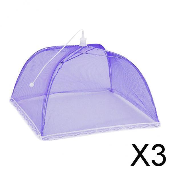 3xFood Covers Tent Collapsible Screen For Camping Picnic Pop-Up Purple